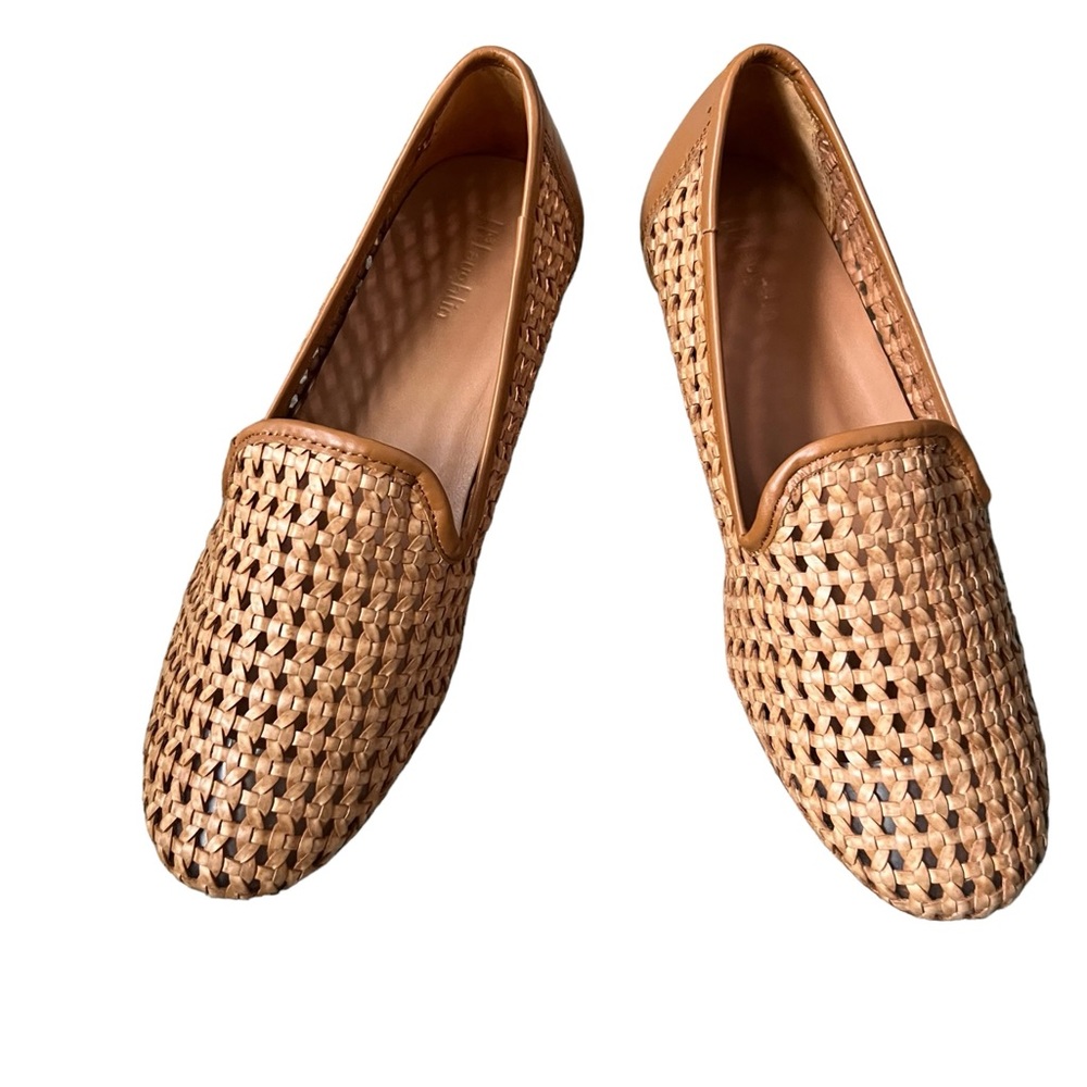 J. Mclaughlin Melva Woven Vachetta Leather Loafers Tan Size 7